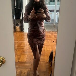 Gorgeous Velvet Gey and Rust Sexxy Dress